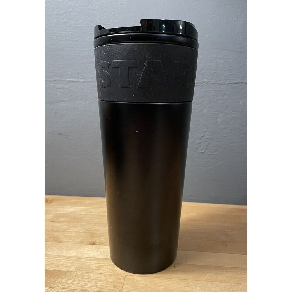 ☕️Starbucks Matte Black Stainless Steel Insulated Tumbler W/Silicone Grip 16 oz.